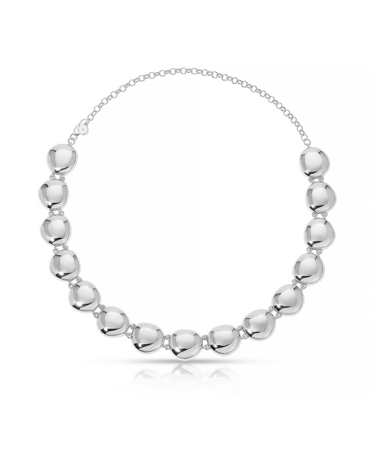 Polished Rhodium Pebble Choker Necklace - Rhodium