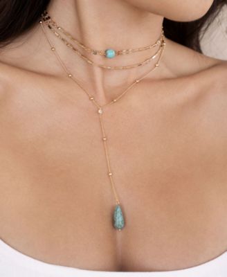 Turquoise 18k Gold Plated Multi-Chain Choker