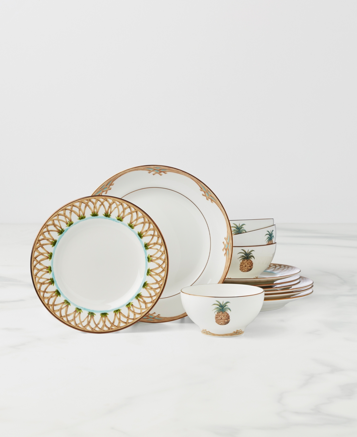 Lenox British Colonial Bamboo 12-pc. Dinnerware Set, Service For 4 In White