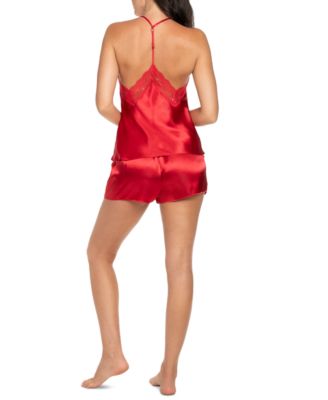 Women's Lace-Trim Satin V-Neck Camisole and Shorts, 2-Piece Set