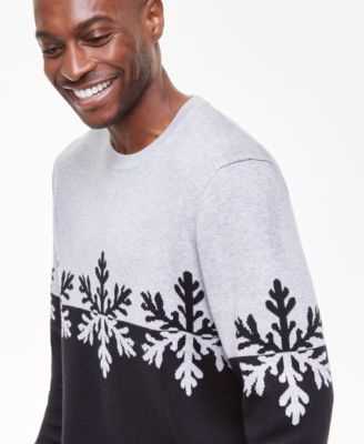 Holiday Lane Men's Snowflake Crewneck Sweater, Created for Macy's