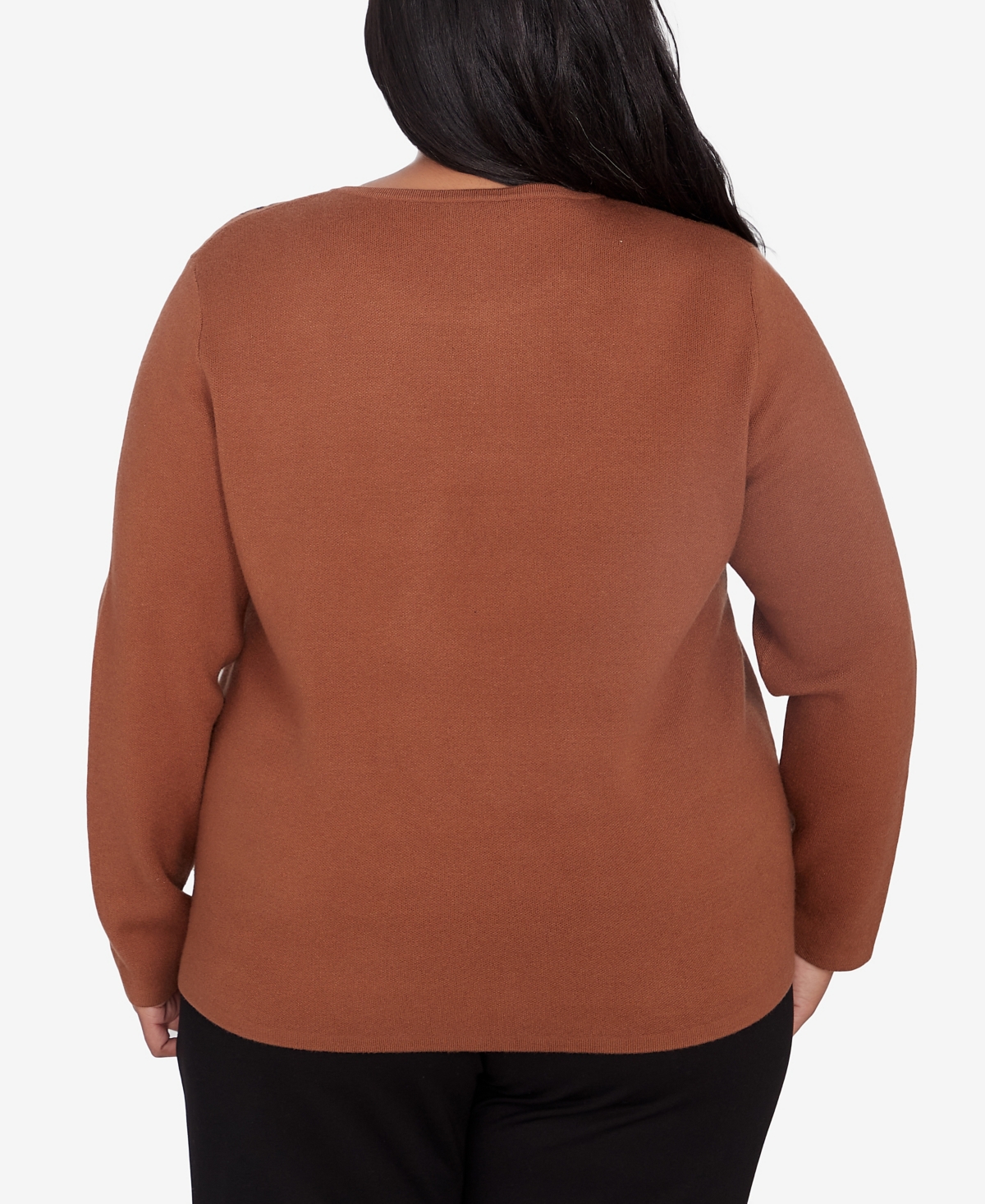 Alfred Dunner Plus Size Rue Rivoli Floral Embroidery Sweater