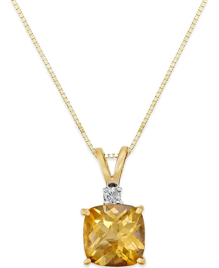 Macy's Citrine (1-1/2 ct. t.w.) and Diamond Accent Pendant Necklace in ...