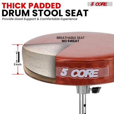 Drum Throne 3" Thick Padded Comfortable Guitar Stool Drummer Chair Adjustable Musician Seat - DS BLKCH CML BR
