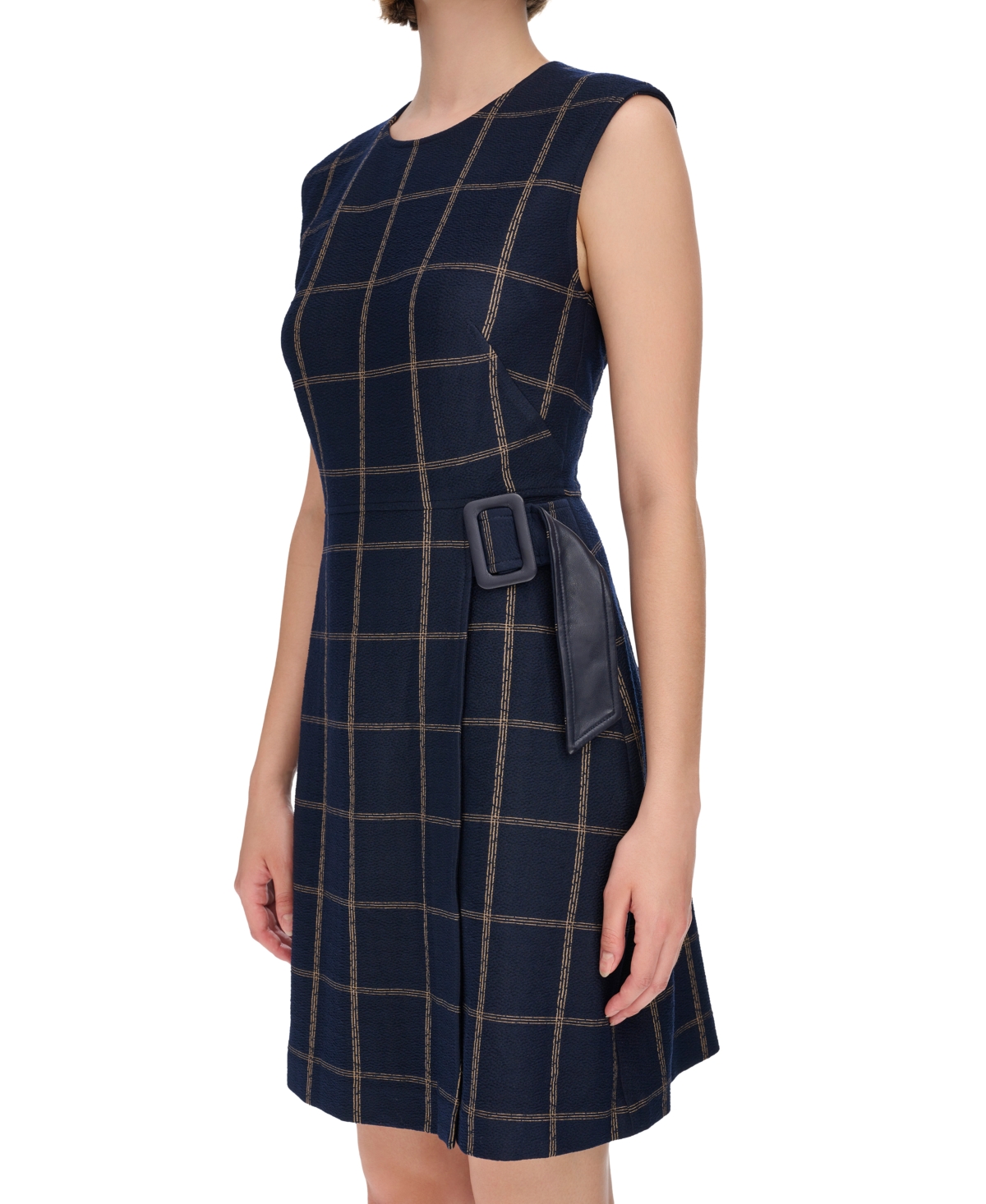 Calvin Klein Women's Jewel-Neck Sleeveless A-Line Dress