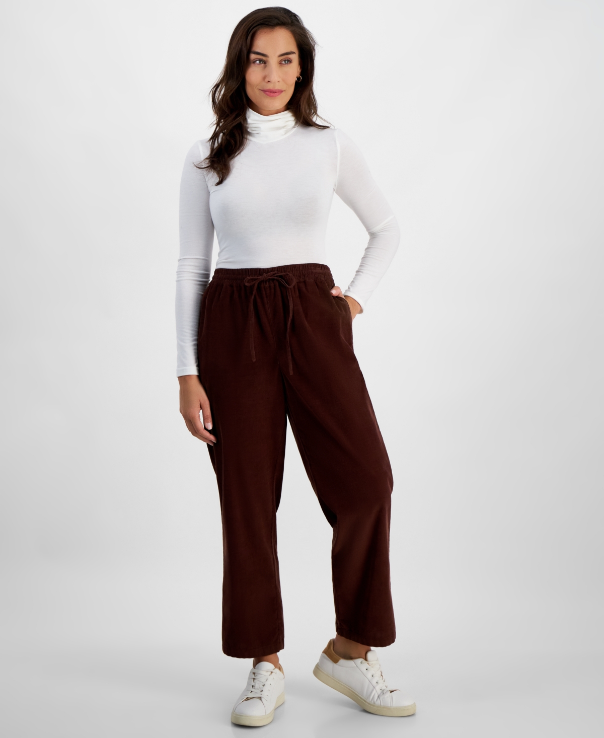 Style & Co Petite Solid Pull-On Cotton Drawstring Pants, Created for Macy's