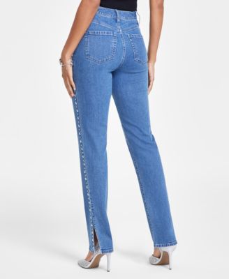 International Concepts Women's High-Rise Rhinestone Jeans