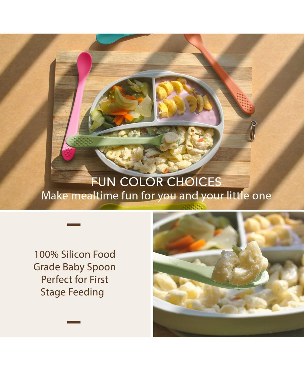 Sperric Baby Spoons First Stage Silicone Baby Spoon – Self Feeding Baby Utensils – Infant Spoons First Stage Baby Feeding Spoon - Soft &