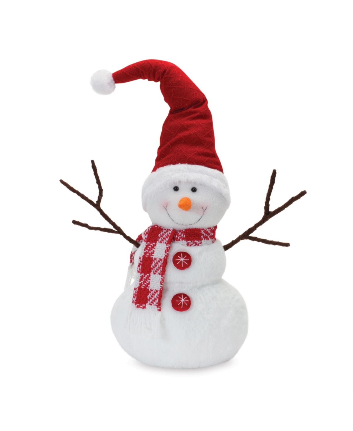 Plush Winter Snowman With Hat And Scarf (Set of 2) - White