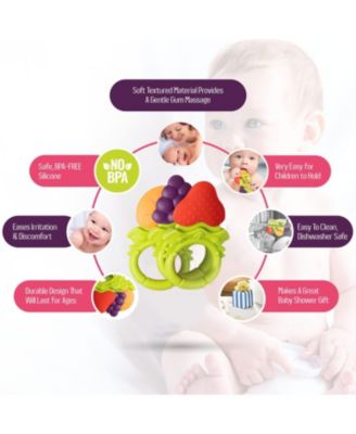 Baby Teething Toys for Newborns 0-6 Months | Textured Silicone Teethers for Infants 6-12 Months | BPA Free | Sensory Exploration | Fruit Shaped | Soothes Baby's Gums | 3 Pack