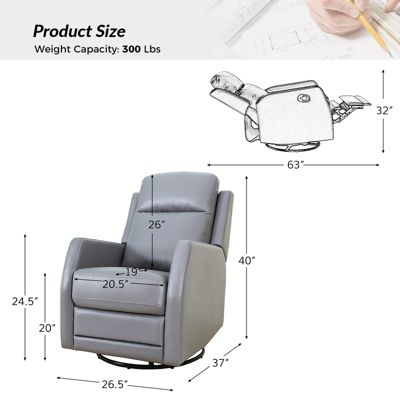 Donat Faux Leather Swivel Recliner