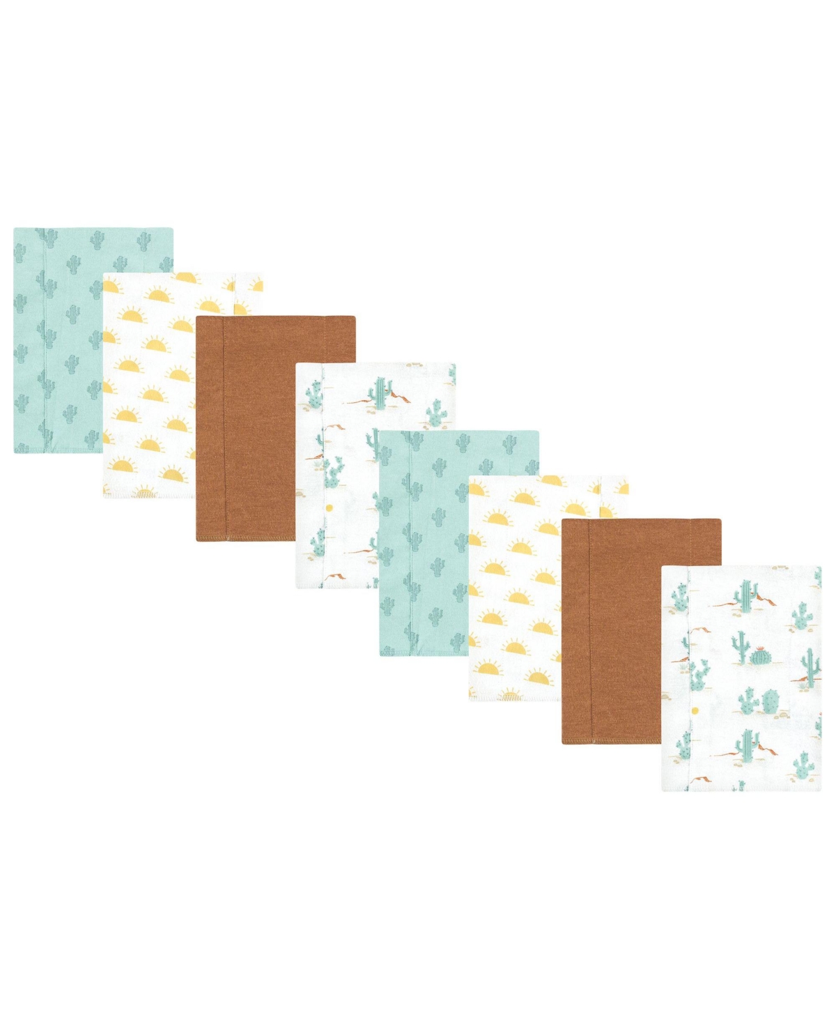 Hudson Baby Cotton Poly Flannel Burp Cloths 8-Pack, One Size - Desert cactus 8-pack