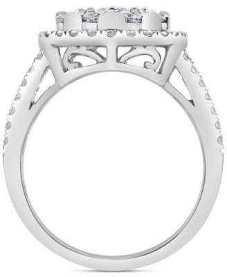 Diamond Halo Cluster Engagement Ring (1-1/2 ct. t.w.) in 14k White Gold