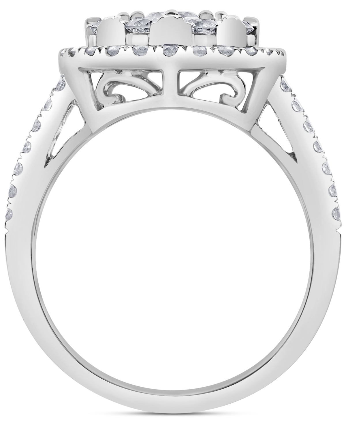 Macy's Diamond Halo Cluster Engagement Ring (1-1/2 Ct. T.w.) In 14k White Gold In White Gold
