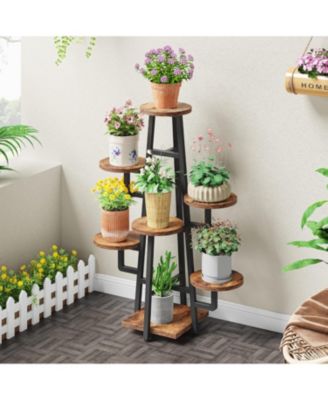 7 Tier Plant Stand Indoor, Tall Plant Shelf for Multiple Plants, Wooden Corner Plant Pots Holder Rack Flower Stand Shelf Planter Organizer for Living Room Balcony Garden