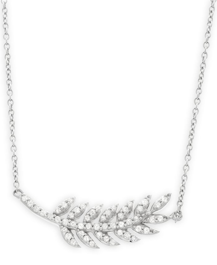 Macy's wrapped™ Diamond Leaf Pendant Necklace in 10k White Gold (1/4 ct ...