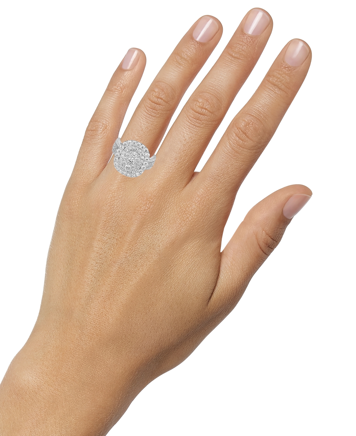 Macy's Diamond Halo Cluster Engagement Ring (2 Ct. T.w.) In 14k Gold In White Gold