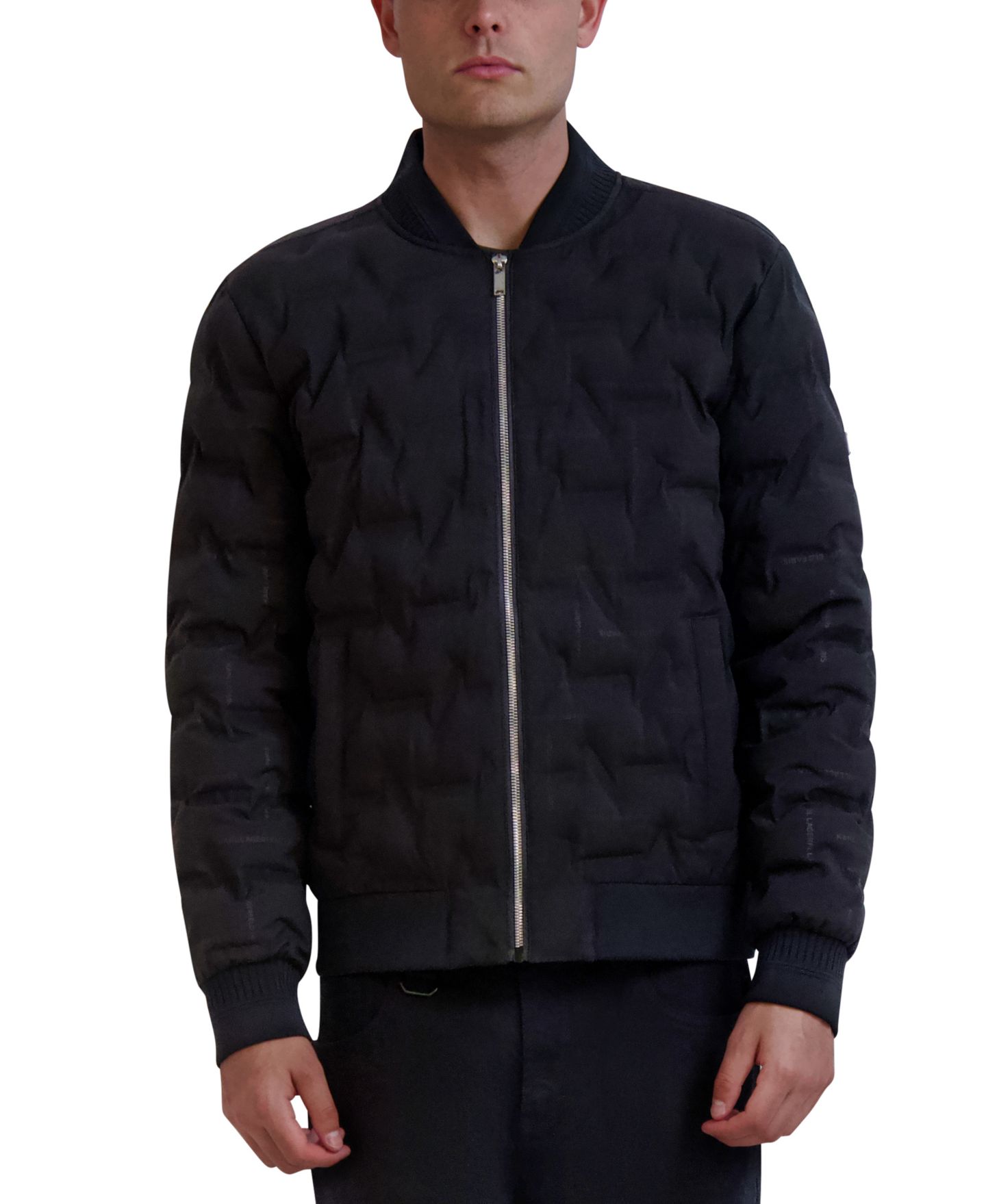 Мужская куртка KARL LAGERFELD PARIS Heat-Sealed Quilted Bomber, цвет: Чёрный — фото 1