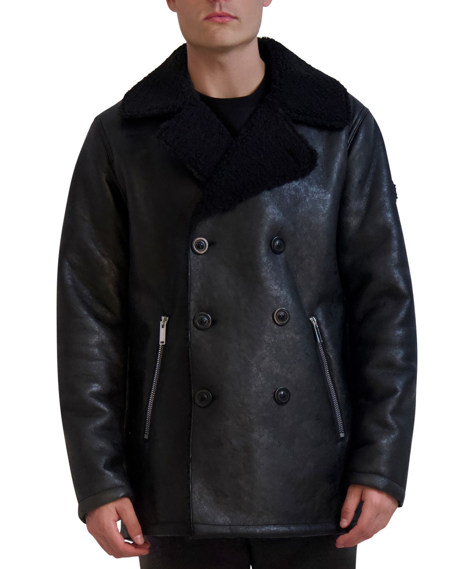 Paris Men's Faux-Shearling Double-Breasted Car Coat