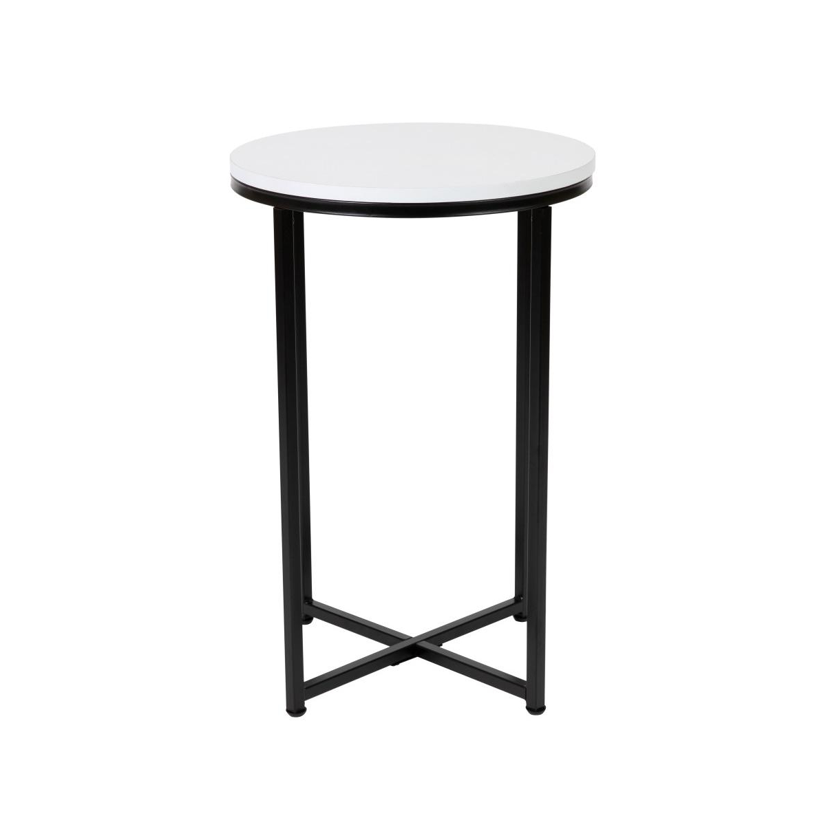 Merrick Lane Fairdale End Table With Round Cross Brace Frame -matte black frame