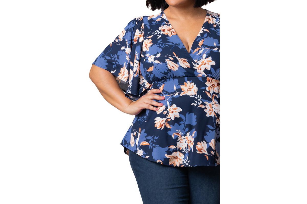 Kiyonna Plus Size Seaside Serenade Peplum Top