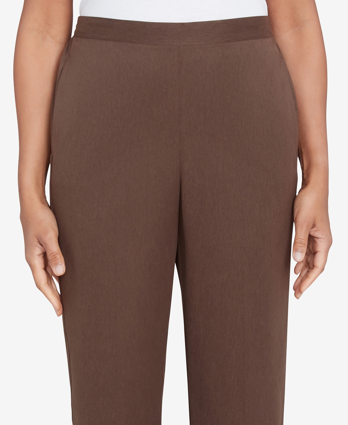 Alfred Dunner Plus Womens High Rise Heathered Straight Leg Pants In Chocolate