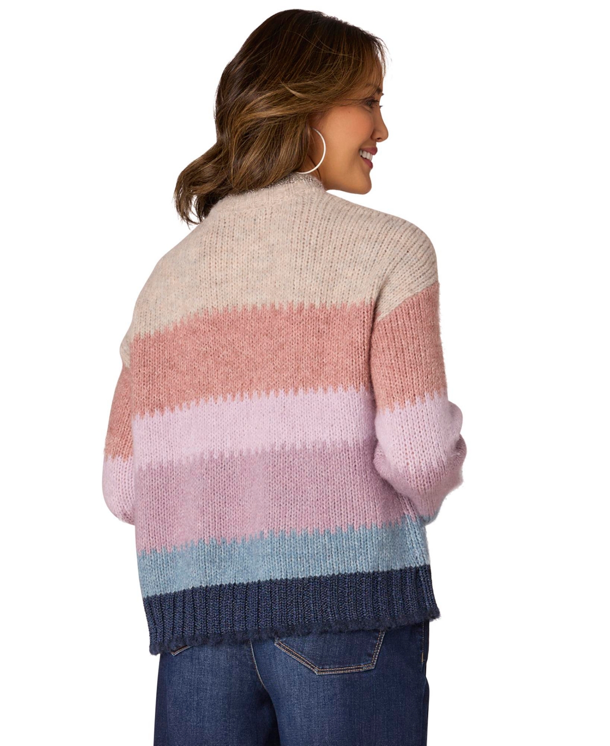 Democracy Women's Multicolored Stripe Sweater -Navy Multi