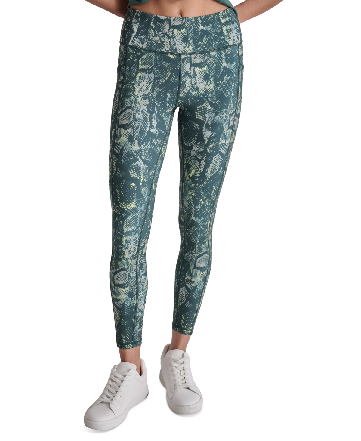 Dkny Sport Women's High-rise Printed 7/8 Leggings In Zest Shadow Snake