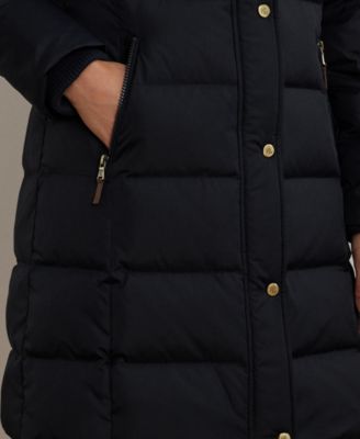 Petite Faux-Fur-Trim Hooded Puffer Coat