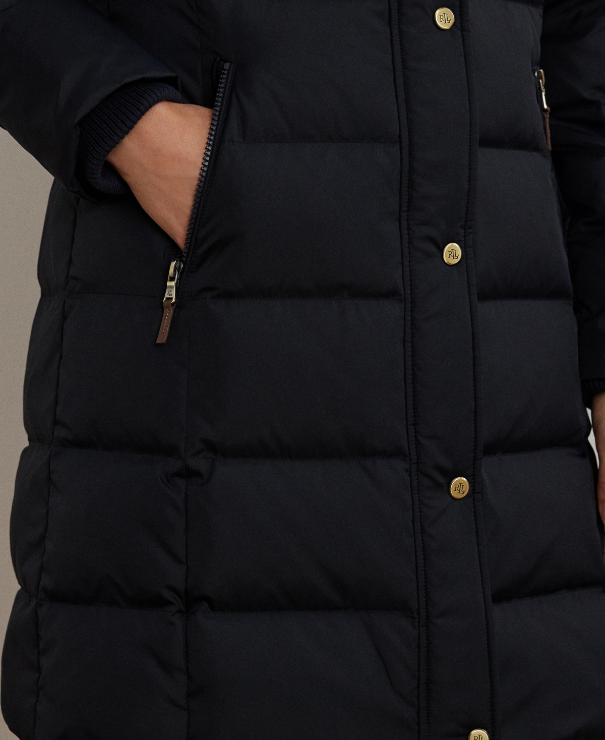 Ralph Lauren Petite Faux-fur-trim Hooded Puffer Coat In Blue