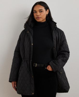 Plus Size Hooded Quilted Anorak Coat