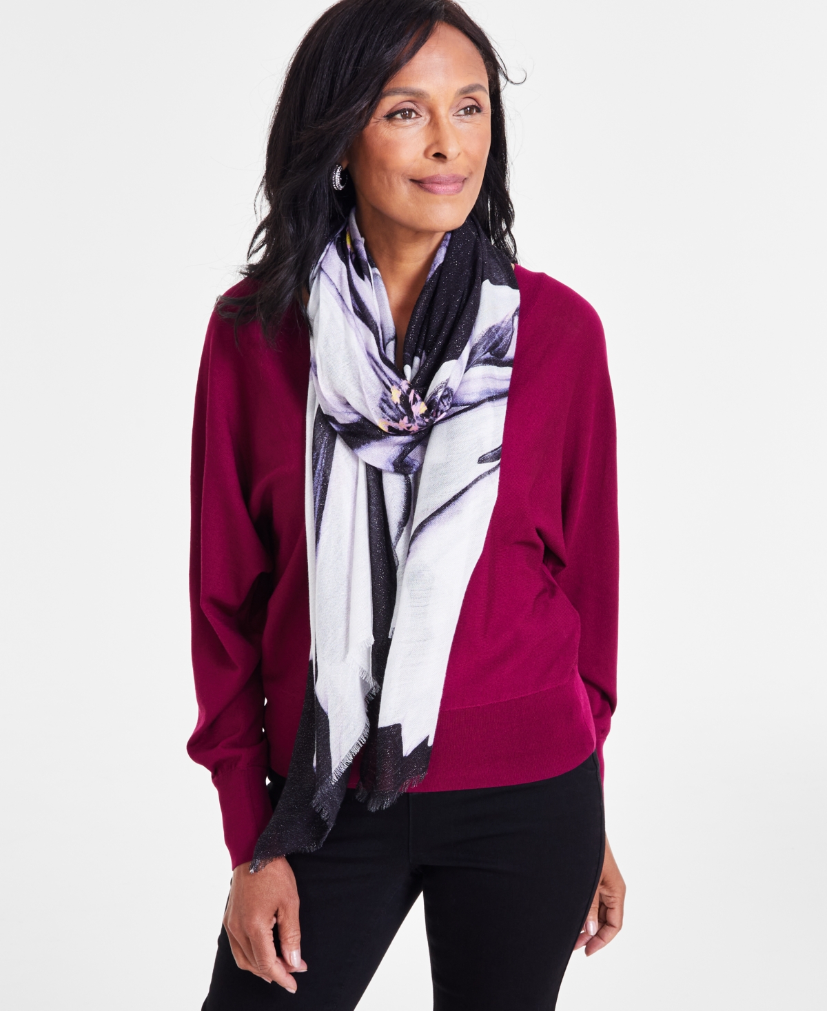 I.n.c. International Concepts Women's Oversized Floral Scarf, Created for Macy's