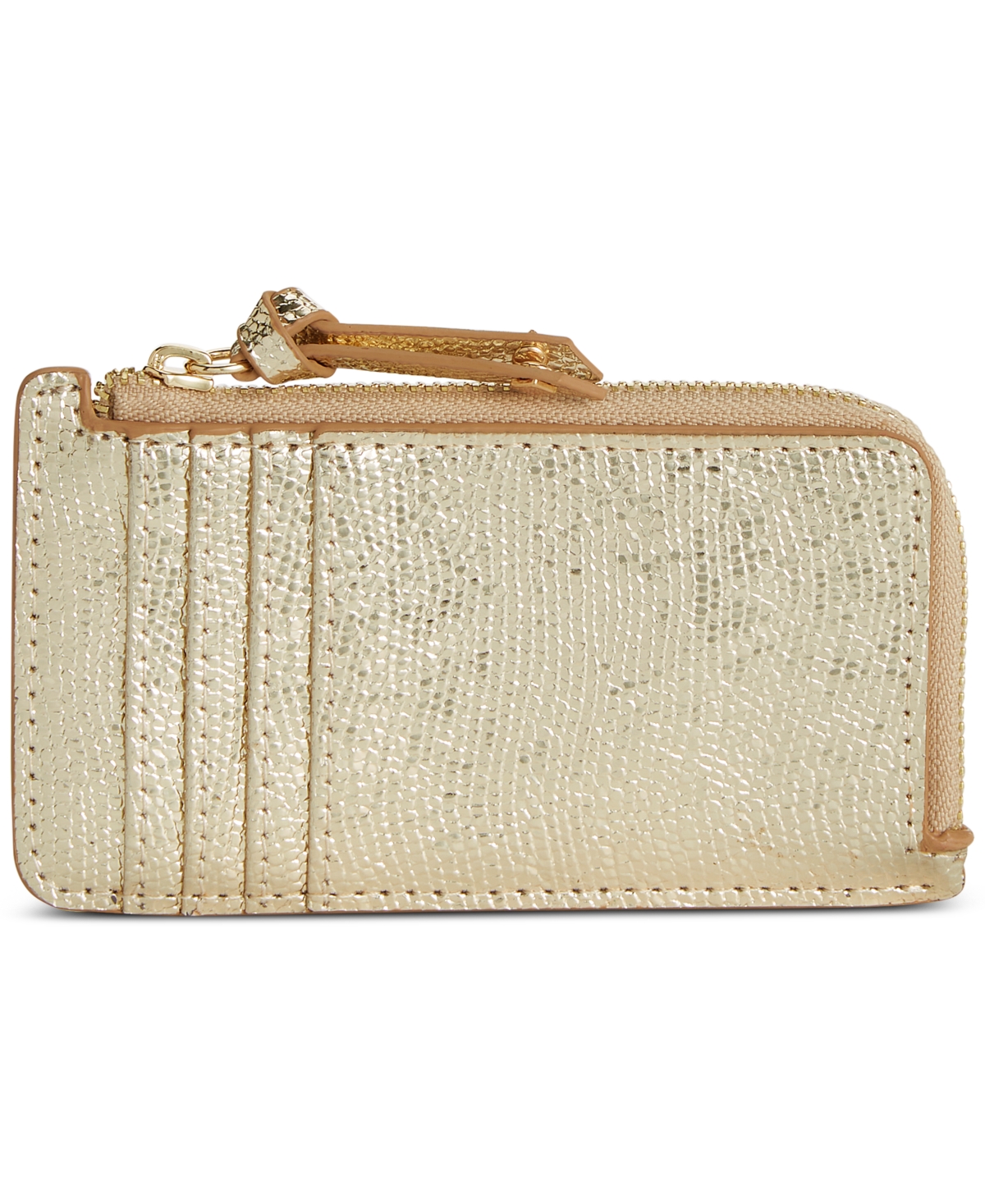 On 34th Ramonah Metallic Card Case, Created For Macy's In Gold Lizar
