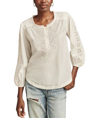 Lucky brand white eyelet top deals