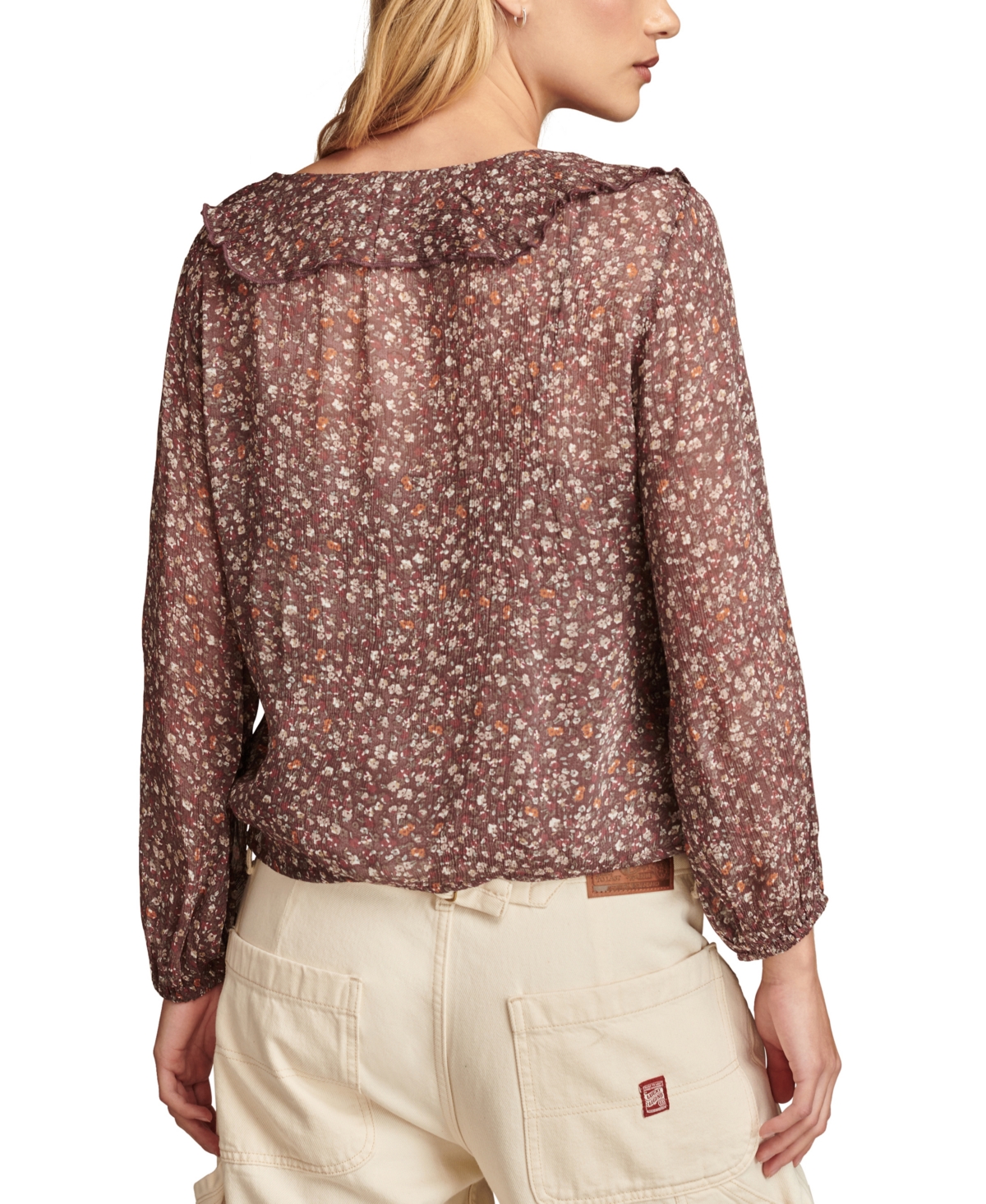 Lucky Brand Women's Ruffled Button-Front Long-Sleeve Top