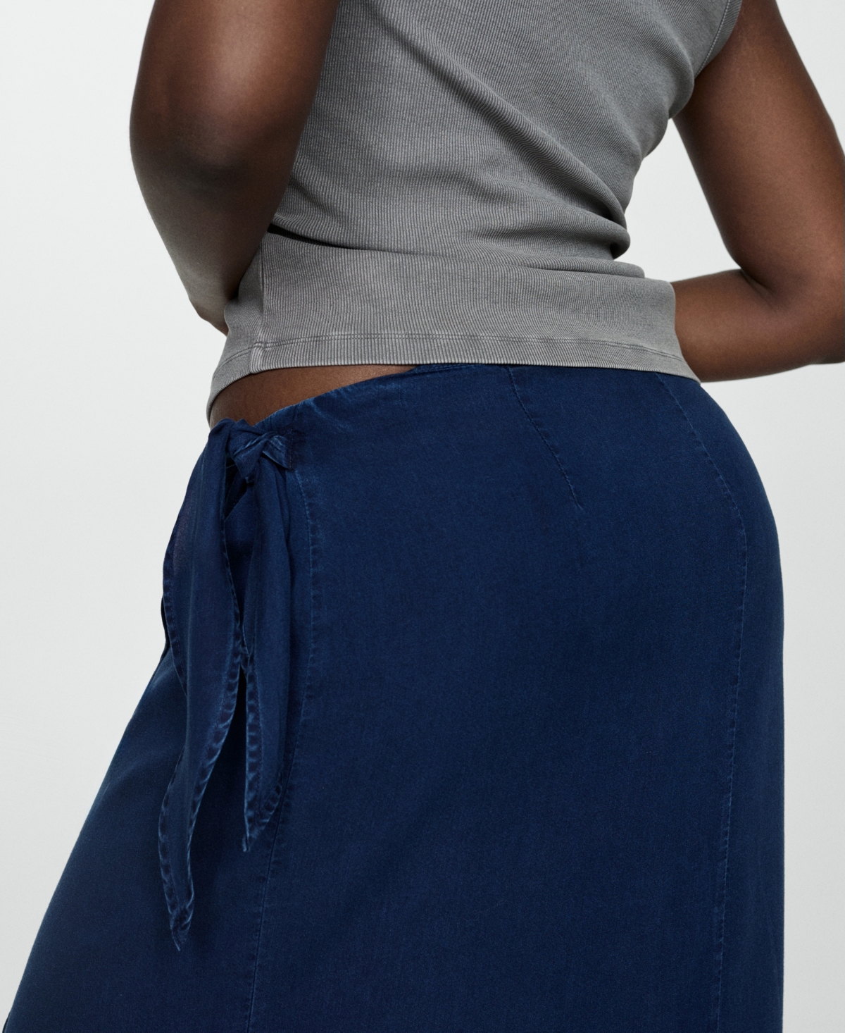 Mango Women's Lyocell Sarong Skirt In Dark Blue