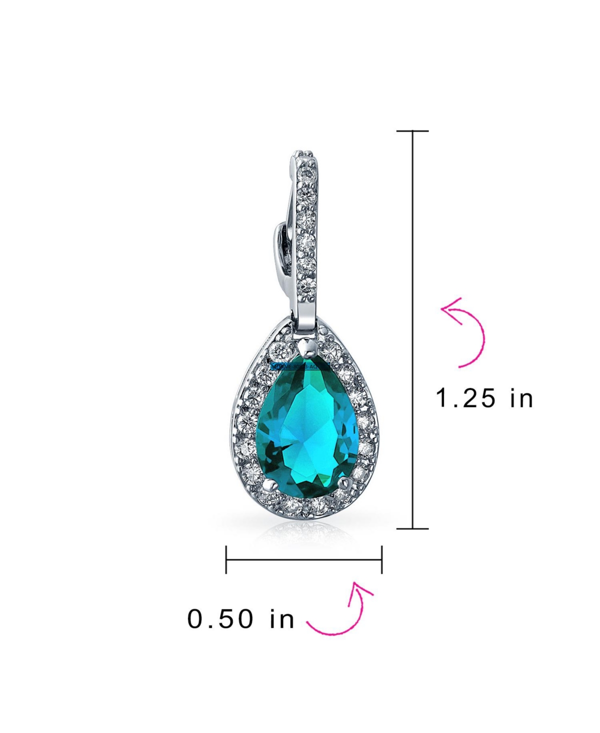 Bling Jewelry 7CT Style HaloCubic Zirconia Cz Formal Huggie Snap Hinge Dangle Drop Teardrop Earrings smaid Rhodium Plated - Aqua