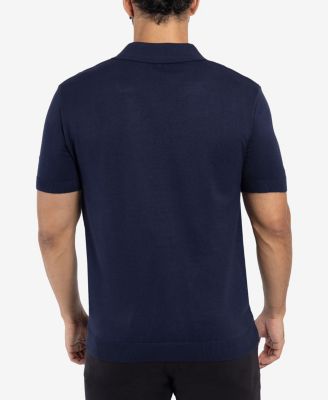 Men's Classic Ribbed Texture Polo Sweater