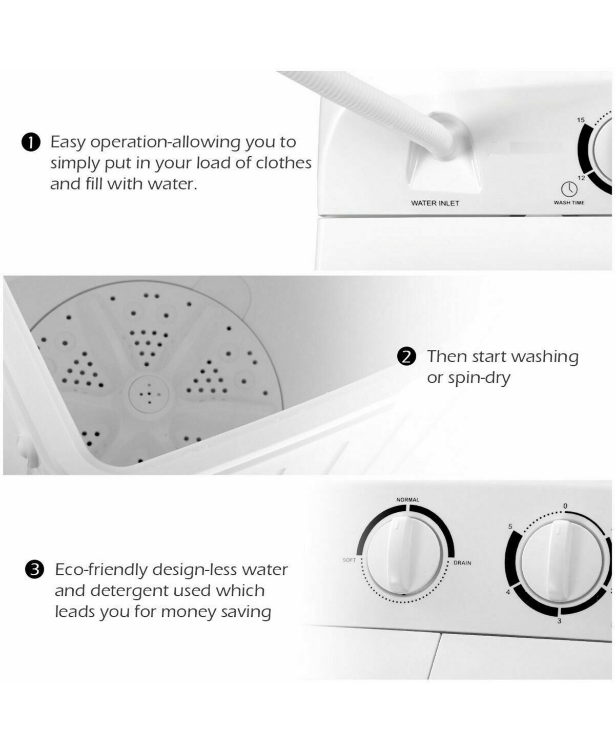 Gymax Compact Portable Washing Machine Twin Tub lbs Washer Spinner Home Dorm - Blue + white