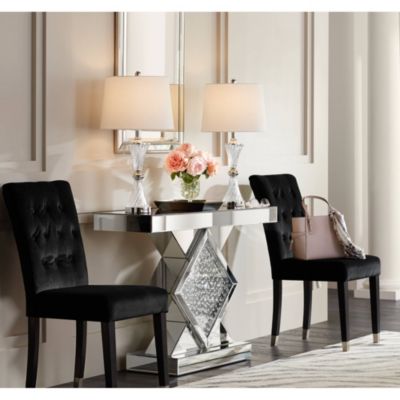 Luca Modern Table Lamps 25 1/2" High Set of 2 Twisted Glass with USB Charging Port White Drum Shade for Bedroom Living Room Office Desk