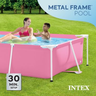 84" x 23.62" Outdoor Rectangular Frame Above Ground Swimming Pool, Pink