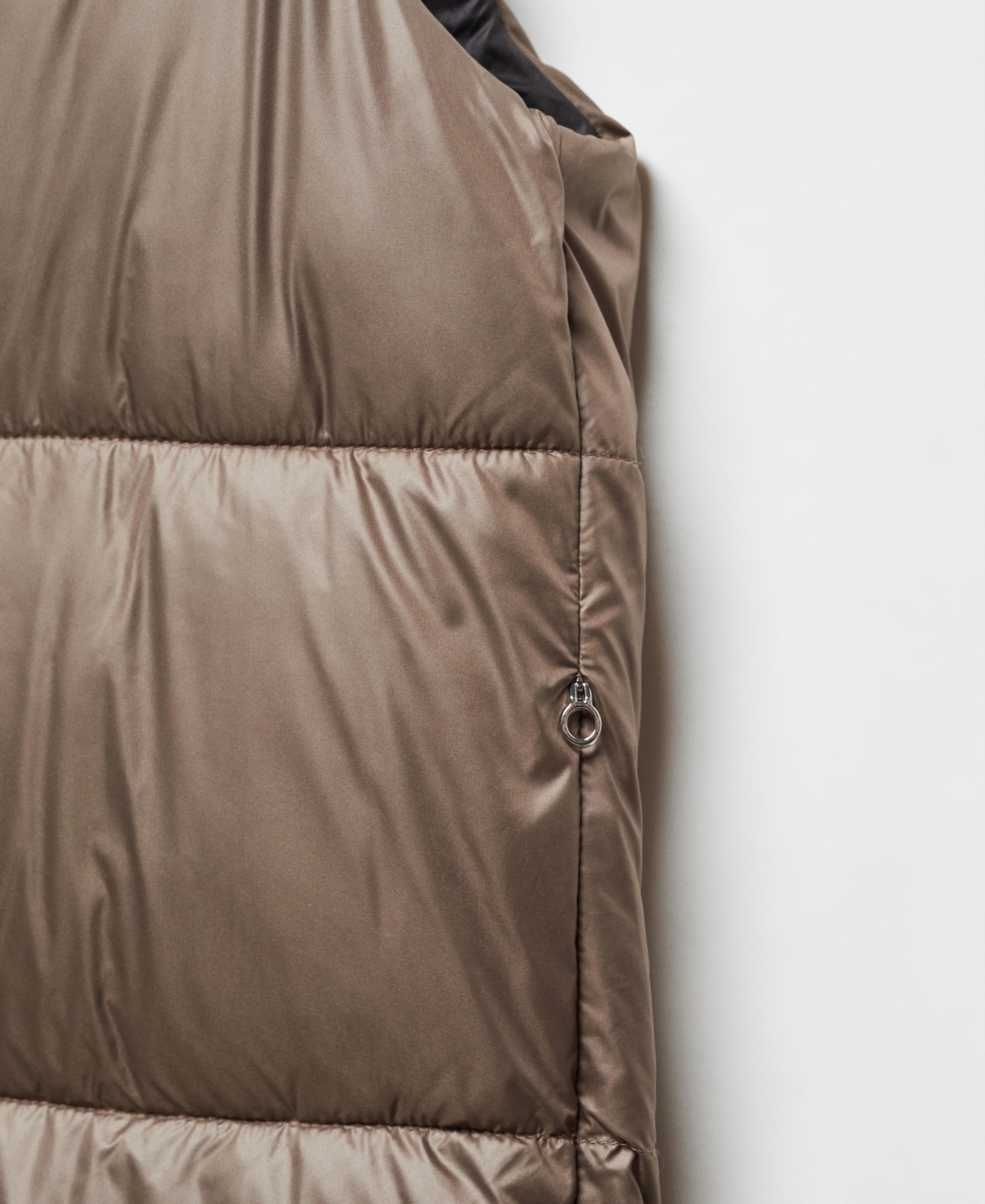 Mango Long Quilted Water Repellent Hooded Puffer Vest In Medium Brown