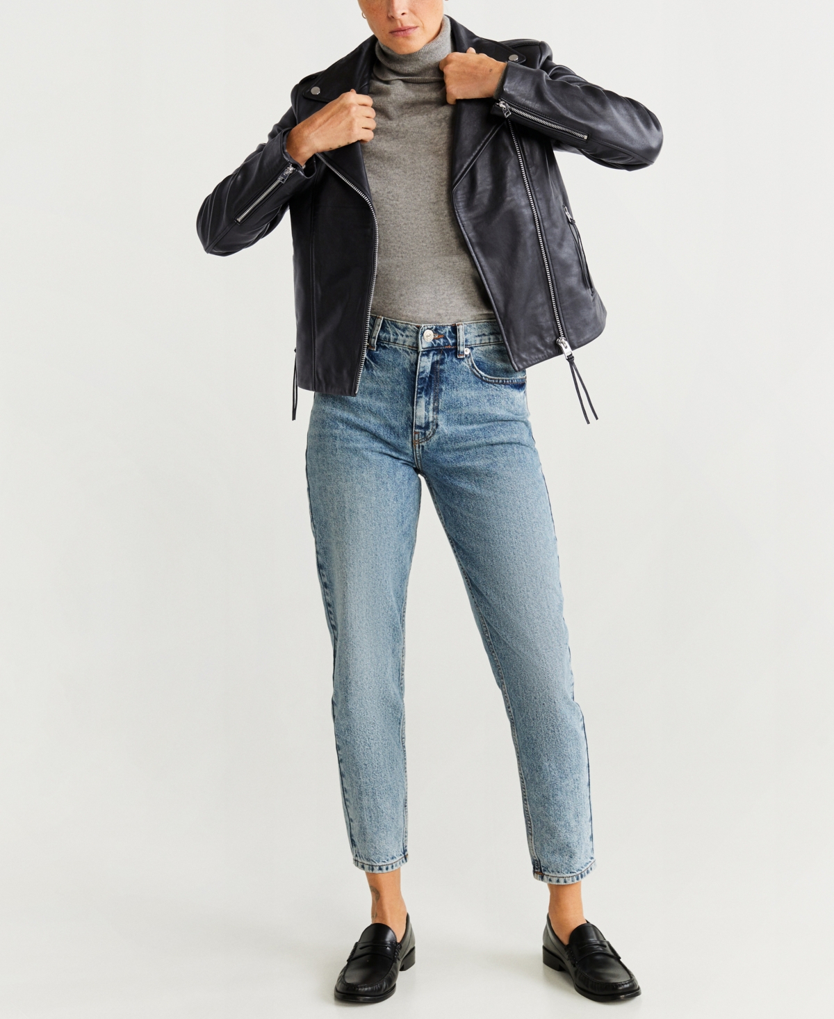 Mango Women's Leather Biker Jacket
