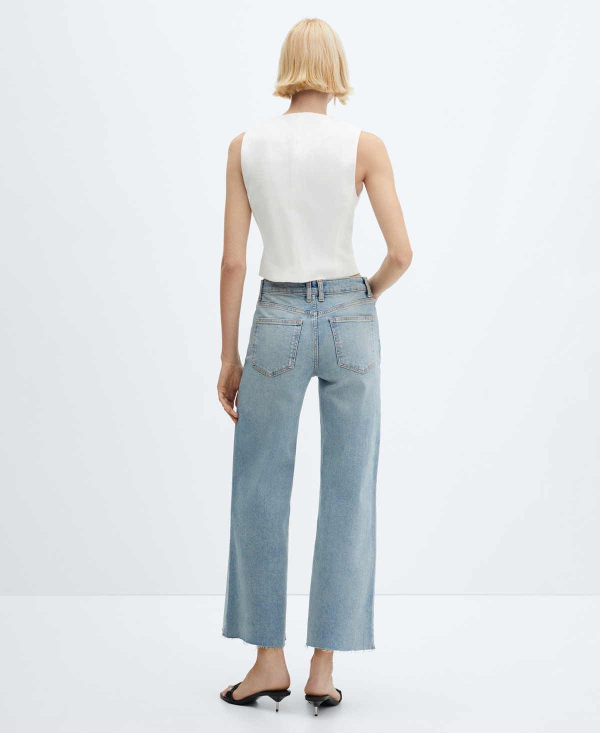 Mango Women's Mid Waist Culotte Jeans