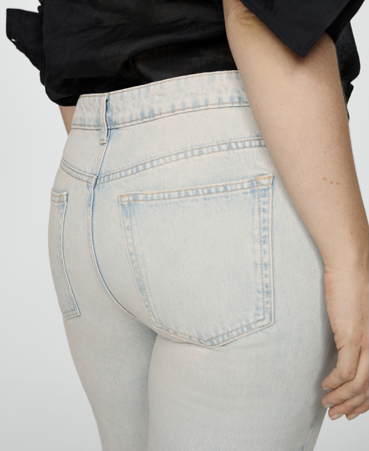 Mango Straight-fit Cropped Jeans Light Blue In Light Blue