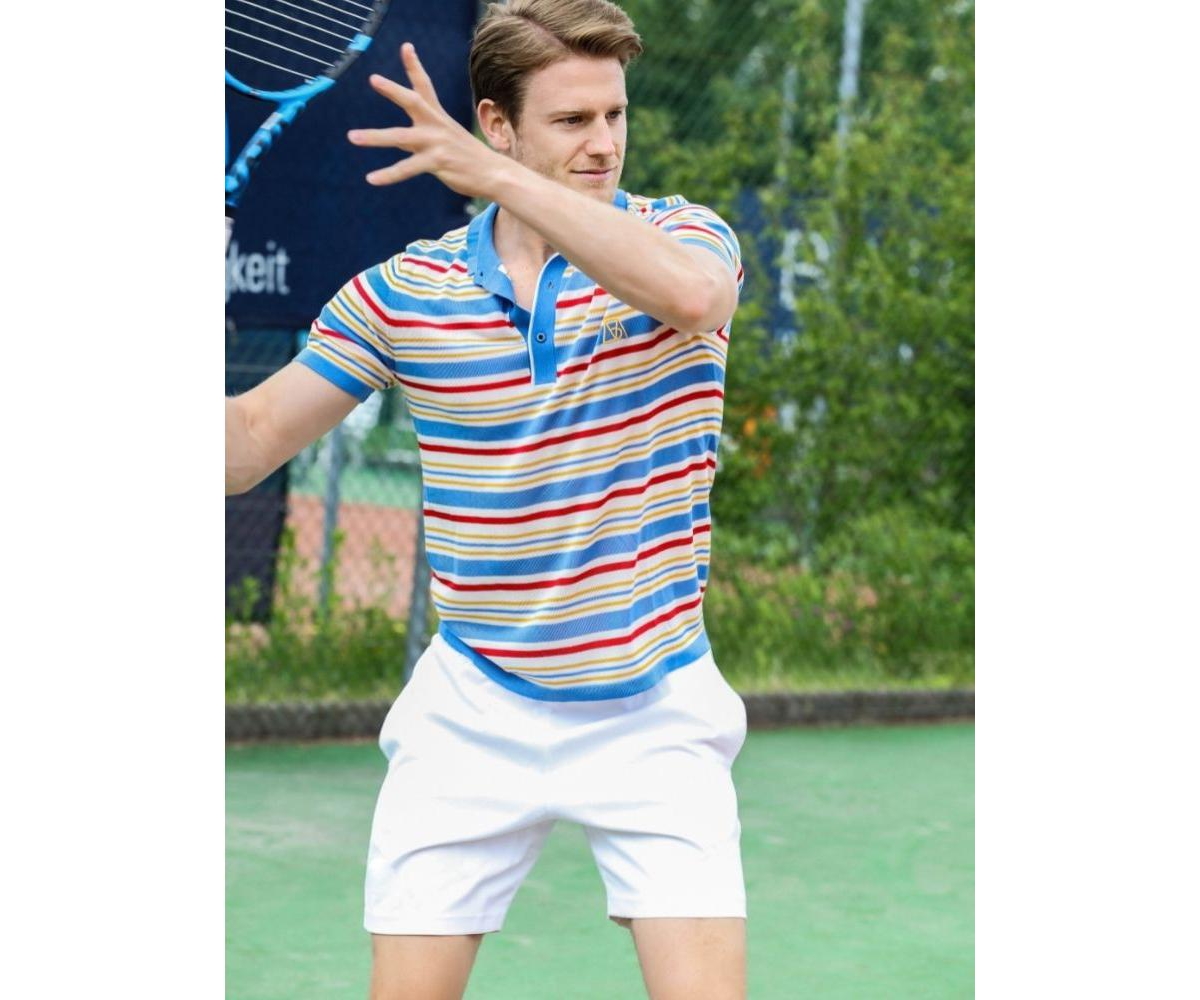 Bellemere Men's Fantasy Stripe Multicolor Tencel Polo Shirt -/ multi-colored