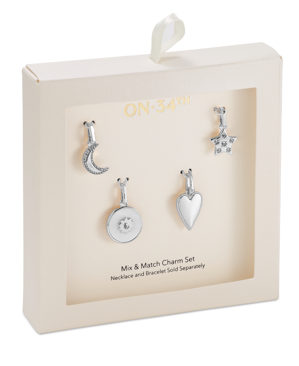 On 34th 4-Pc. Set Stone Moon Star, Disc, & Heart Mix & Match Charms, Created for Macy's