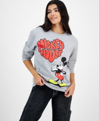 Disney - Juniors' Mickey Mouse Heart Graphic Sweatshirt