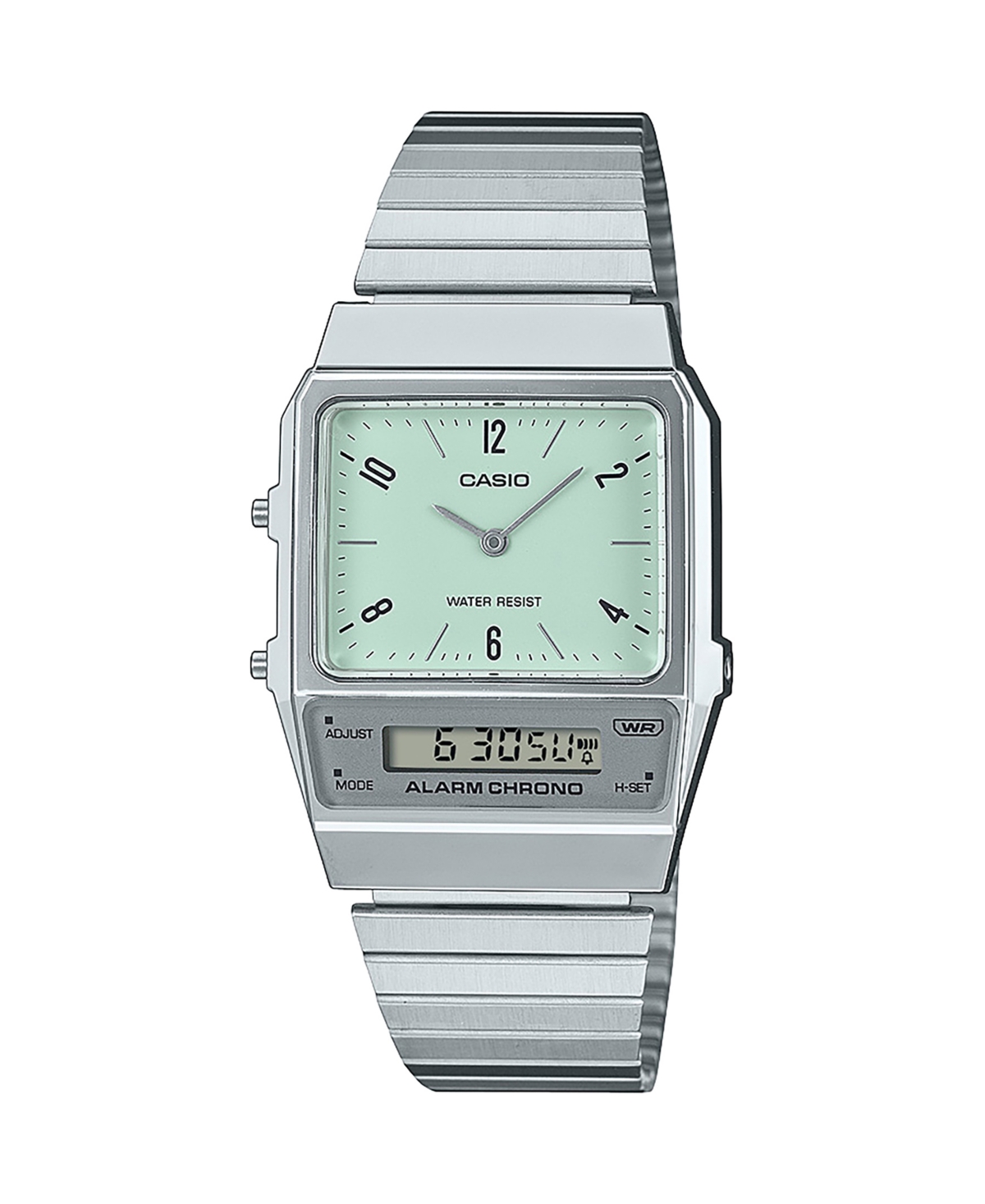 Casio Unisex Silver Tone Stainless Steel Watch, 32.1mm, AQ800E-3AVT - Silver