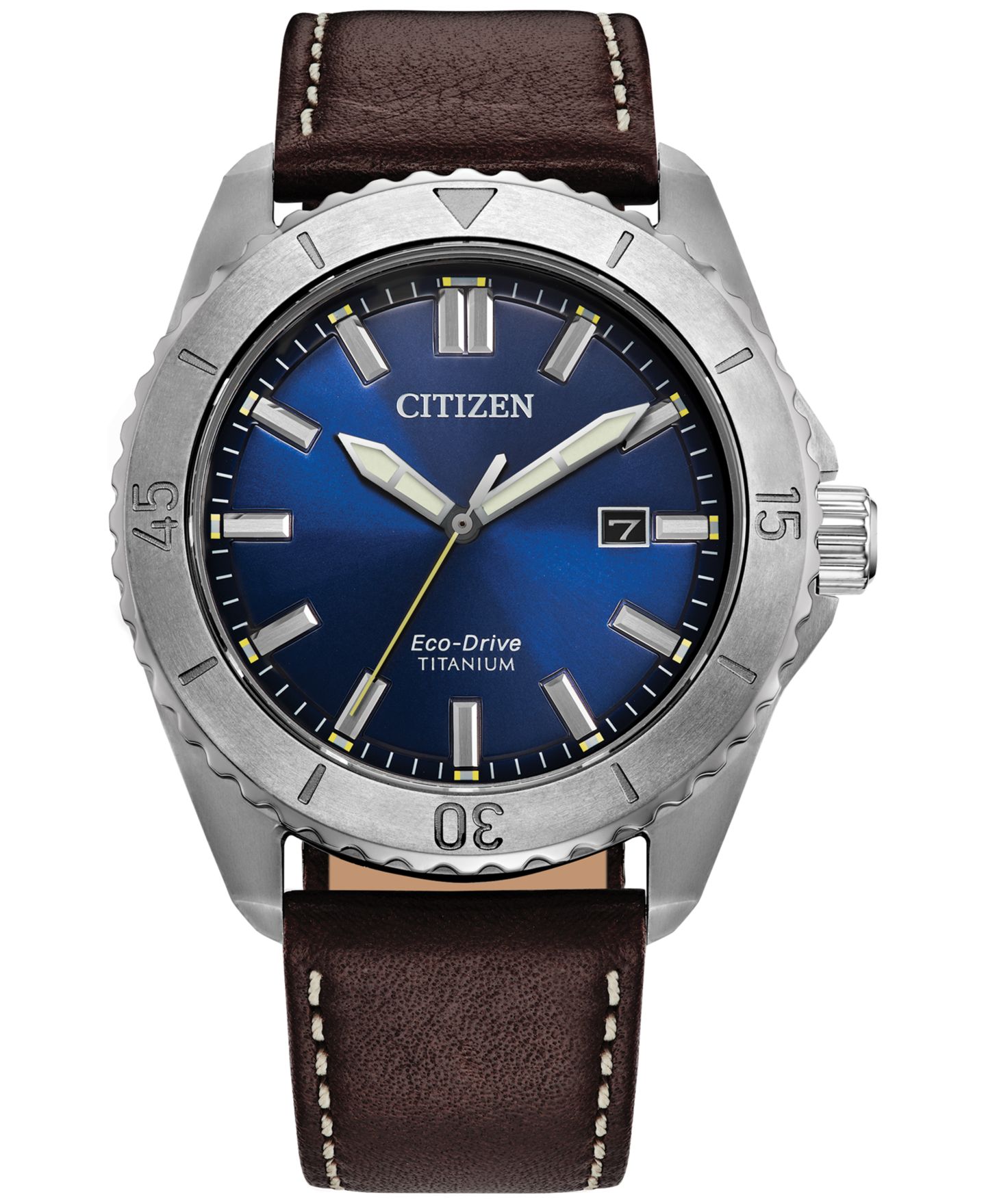 Мужские часы Citizen Eco-Drive Brycen Brown Leather Strap Watch 41mm — фото 1